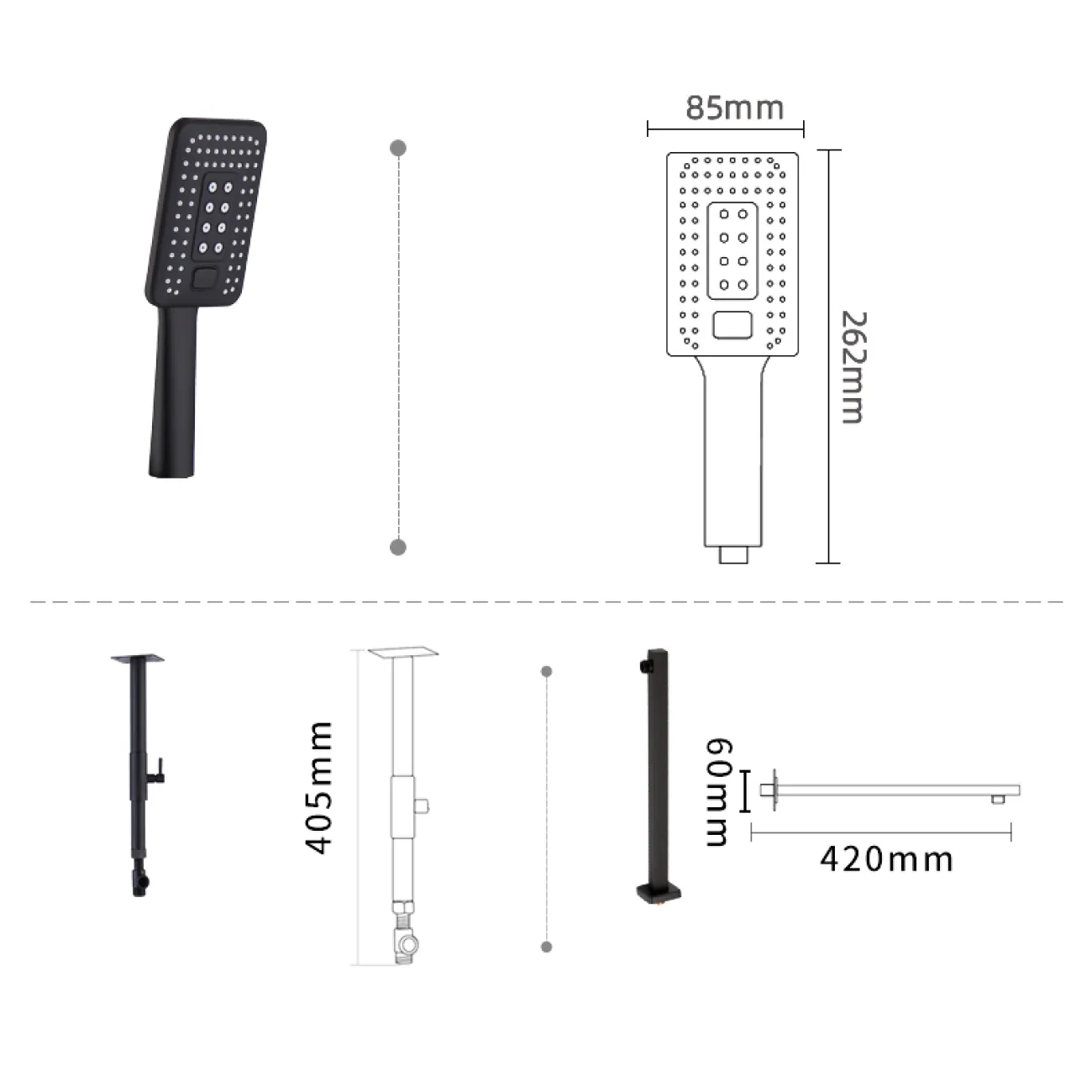 Изящный латунный смеситель с тропическим душем для ванной в Современном стиле LaLume MB21172-23