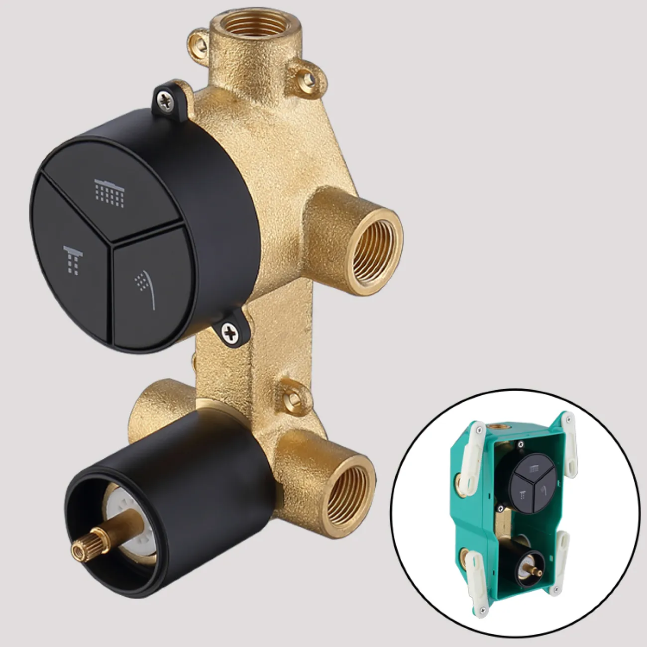 Изящный латунный смеситель с тропическим душем для ванной в Современном стиле LaLume MB21172-23