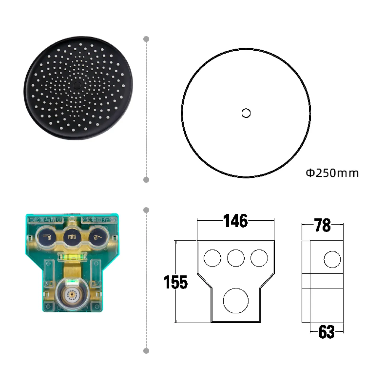 Роскошный латунный смеситель с тропическим душем для ванной в Современном стиле LaLume MB21173-23