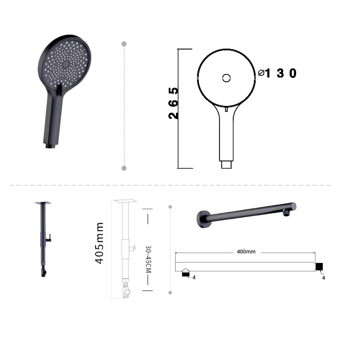 Роскошный латунный смеситель с тропическим душем для ванной в Современном стиле LaLume MB21173-23
