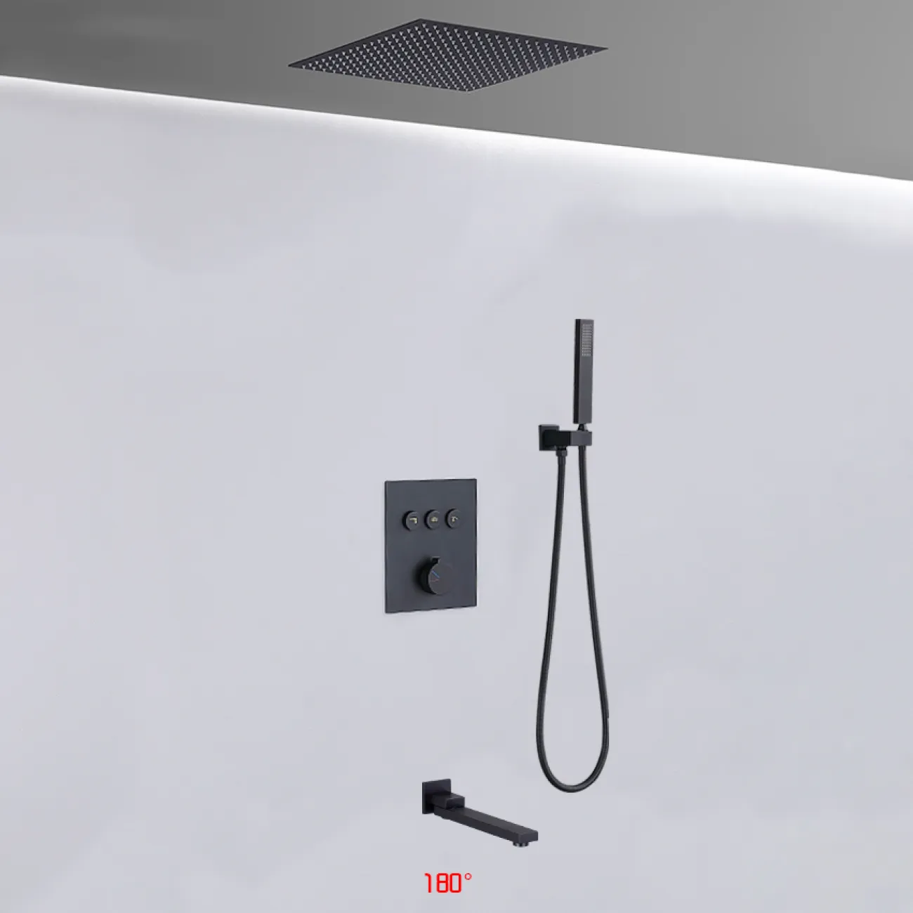 Роскошный латунный смеситель с тропическим душем для ванной в Современном стиле LaLume MB21173-23