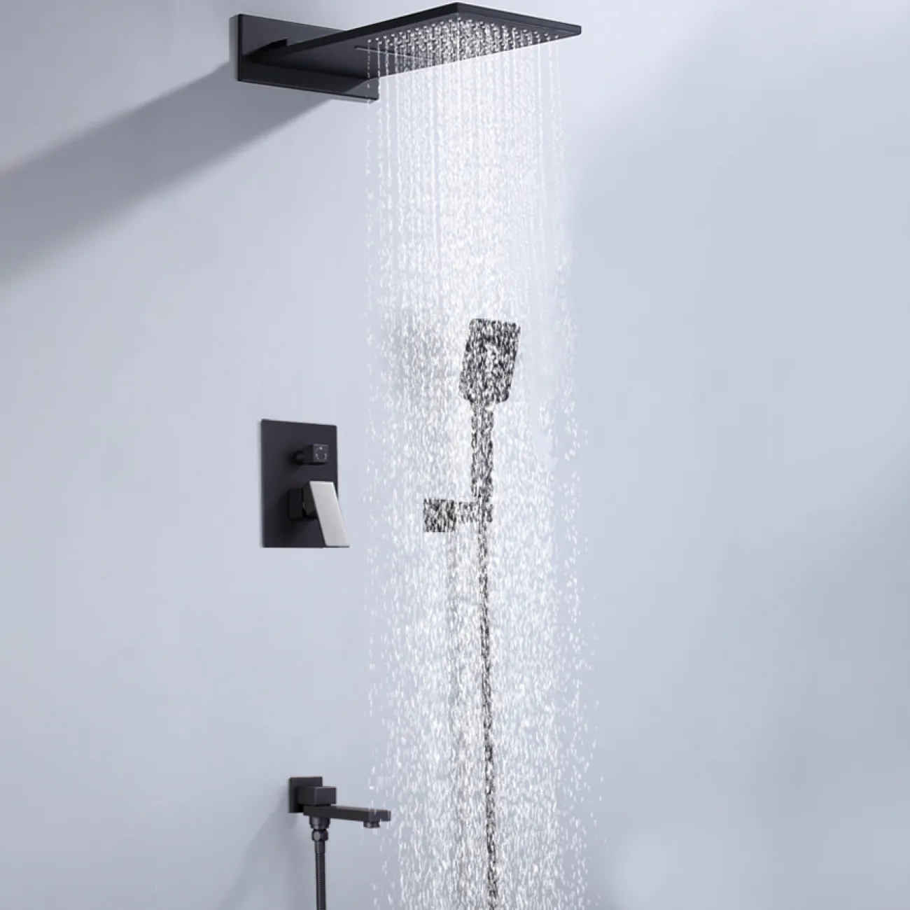 Минималистичный латунный смеситель с тропическим душем для ванной в Современном стиле LaLume MB21174-23