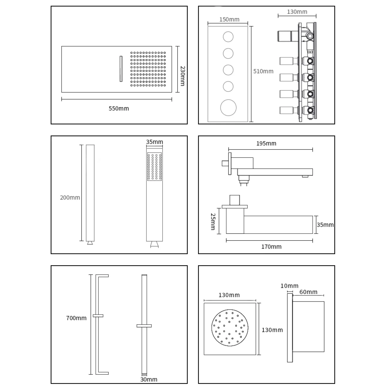 Изящный латунный смеситель с тропическим душем для ванной в Современном стиле LaLume MB21175-23