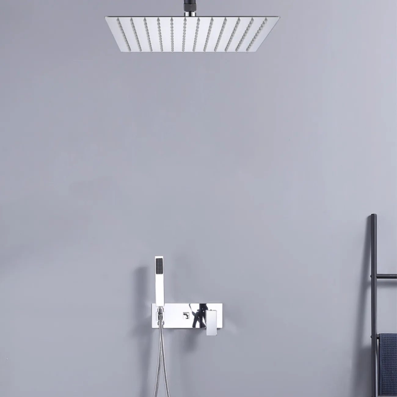 Минималистичный латунный смеситель с тропическим душем для ванной в Современном стиле LaLume MB21176-23