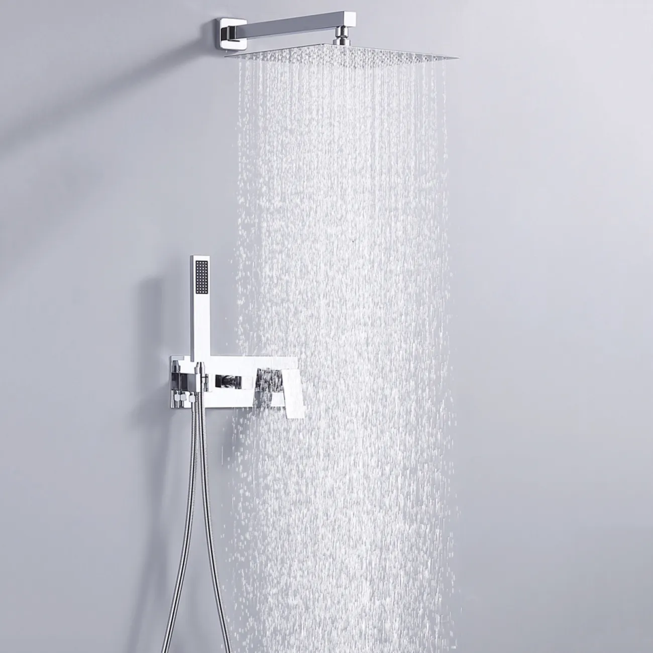 Минималистичный латунный смеситель с тропическим душем для ванной в Современном стиле LaLume MB21176-23