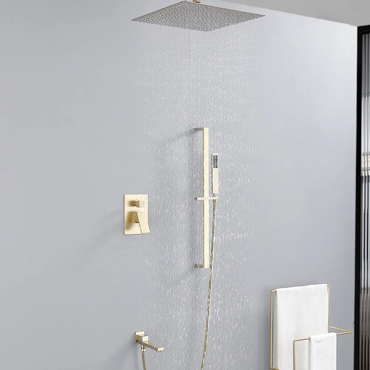 Роскошный латунный смеситель с тропическим душем для ванной в Современном стиле LaLume MB21177-23