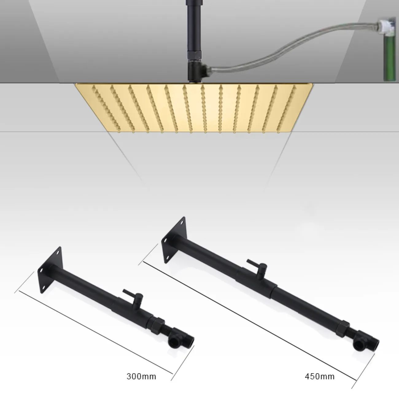 Роскошный латунный смеситель с тропическим душем для ванной в Современном стиле LaLume MB21177-23
