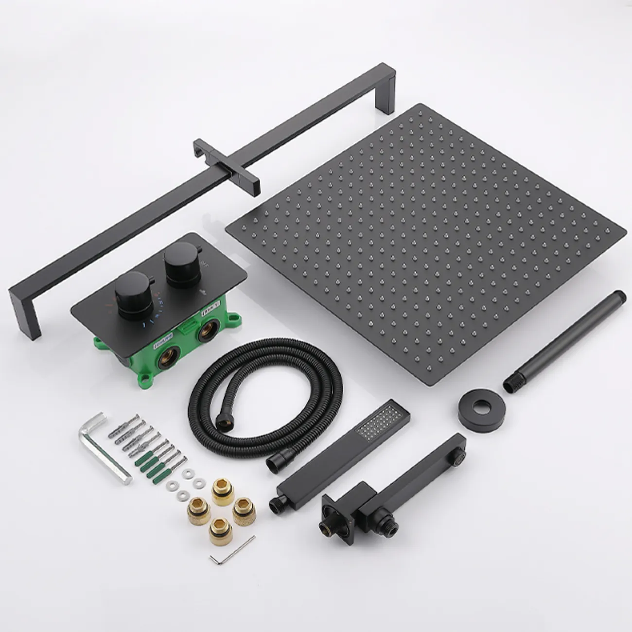 Изящный латунный смеситель с тропическим душем для ванной в Современном стиле LaLume MB21178-23