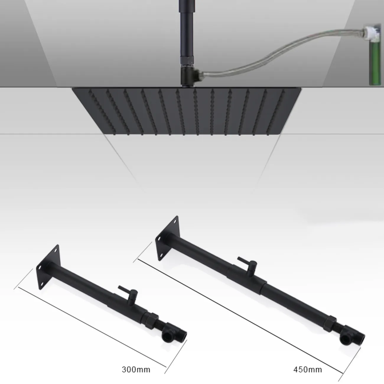 Роскошный латунный смеситель с тропическим душем для ванной в Хай-тек стиле LaLume MB21180-23