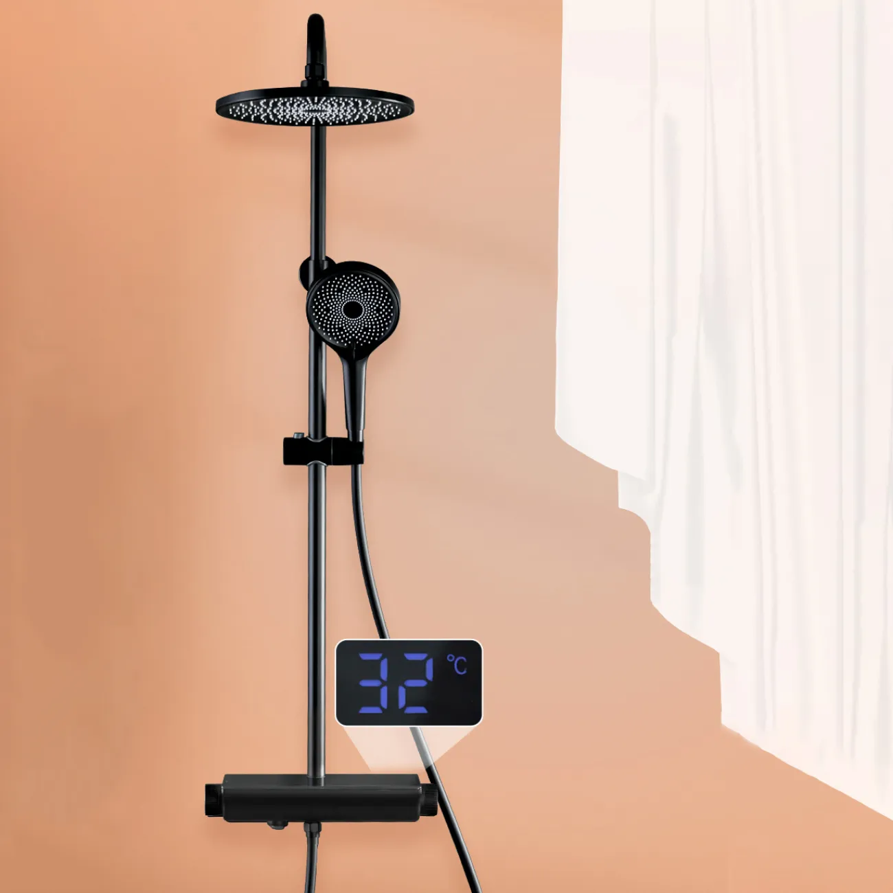 Креативный латунный смарт-смеситель с тропическим душем для ванной в Хай-тек стиле LaLume MB21182-23