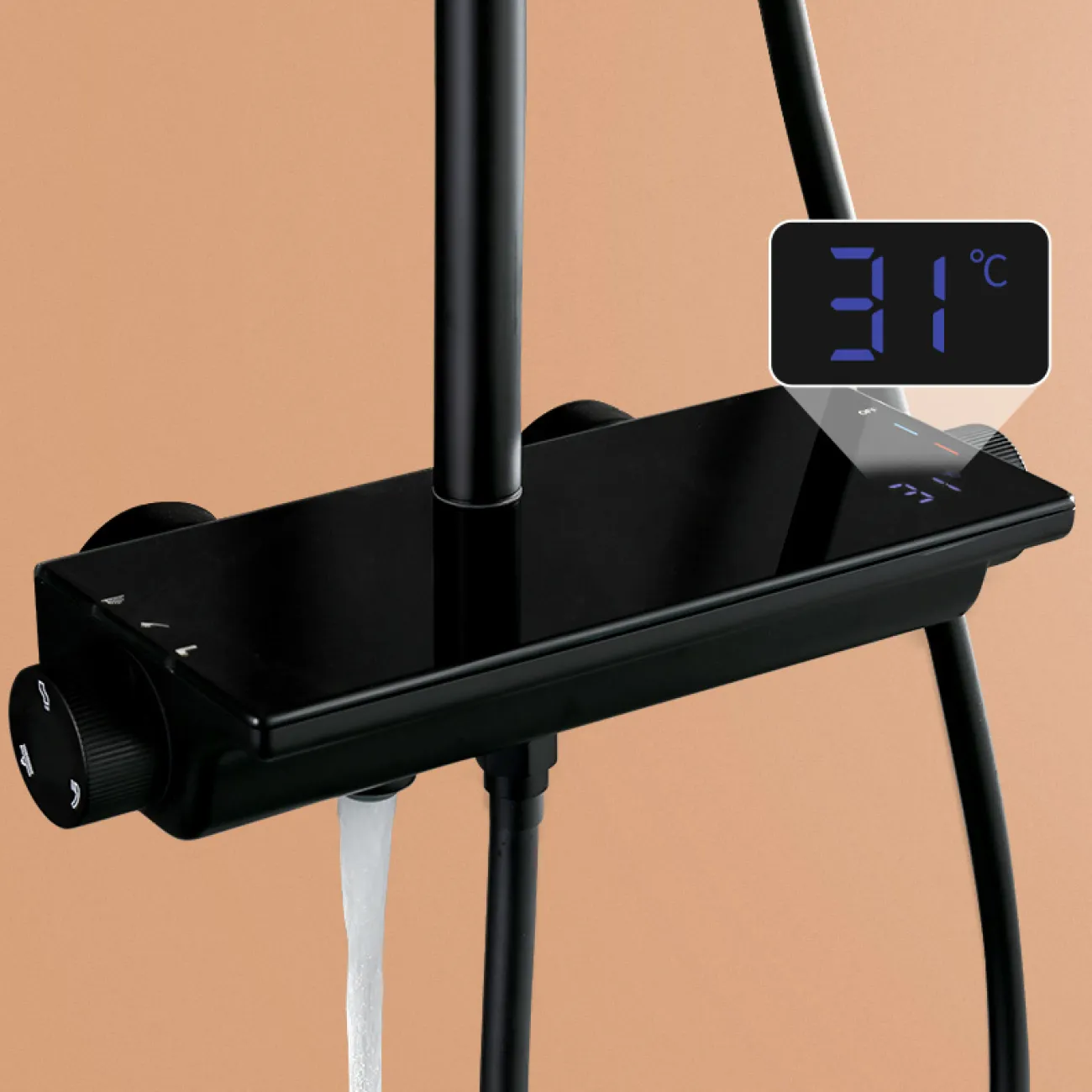 Креативный латунный смарт-смеситель с тропическим душем для ванной в Хай-тек стиле LaLume MB21182-23