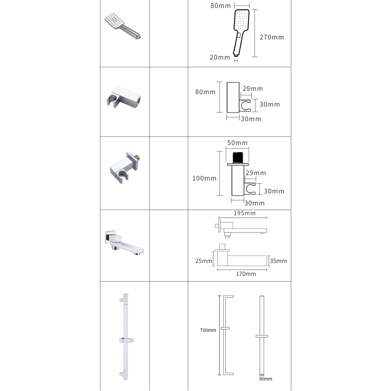 Изящный латунный смеситель с тропическим душем для ванной в Современном стиле LaLume MB21188-23