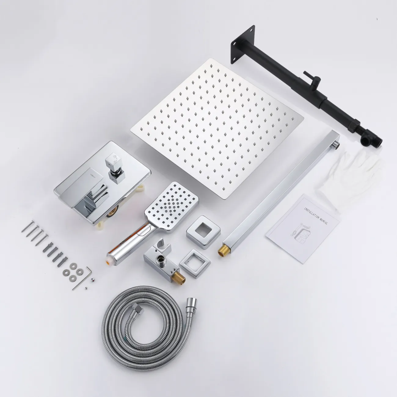 Изящный латунный смеситель с тропическим душем для ванной в Современном стиле LaLume MB21188-23