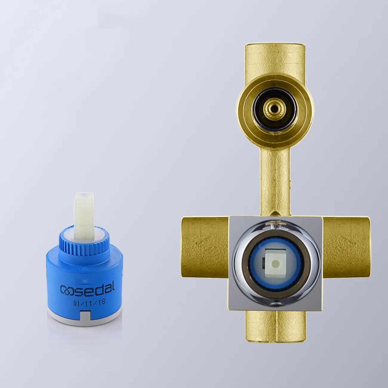 Изящный латунный смеситель с тропическим душем для ванной в Современном стиле LaLume MB21188-23