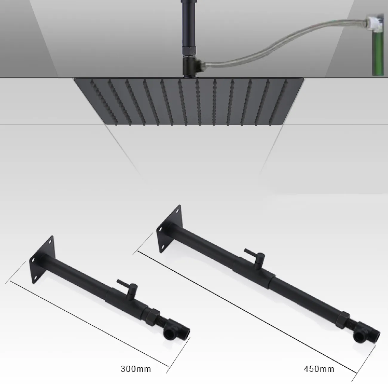 Роскошный латунный смеситель с тропическим душем для ванной в Хай-тек стиле LaLume MB21189-23 Роскошный латунный смеситель с тропическим душем для ванной в Хай-тек стиле LaLume MB21189-23