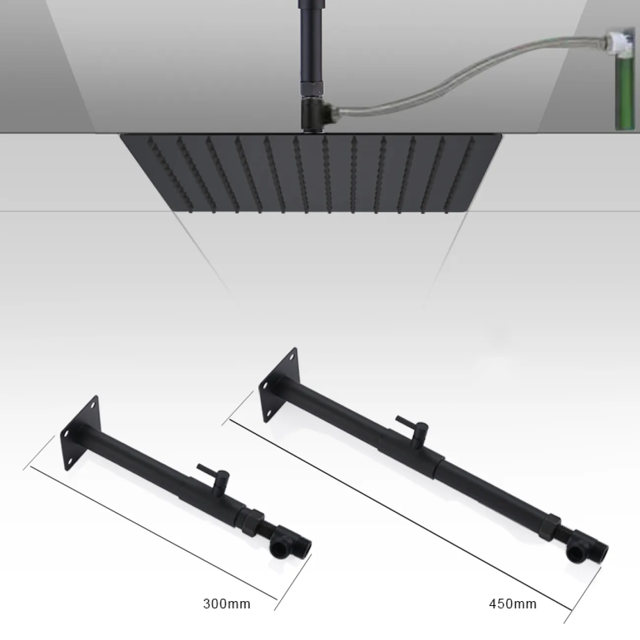 Минималистичный латунный смеситель с тропическим душем для ванной в Хай-тек стиле LaLume MB21190-23