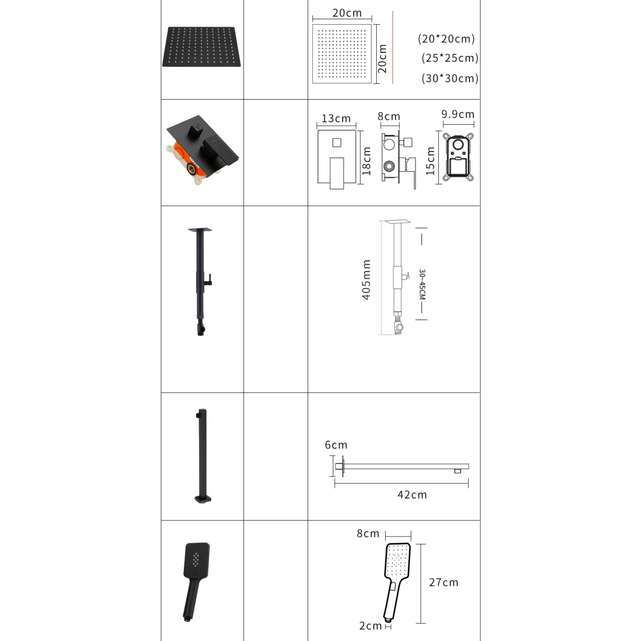 Минималистичный латунный смеситель с тропическим душем для ванной в Хай-тек стиле LaLume MB21190-23