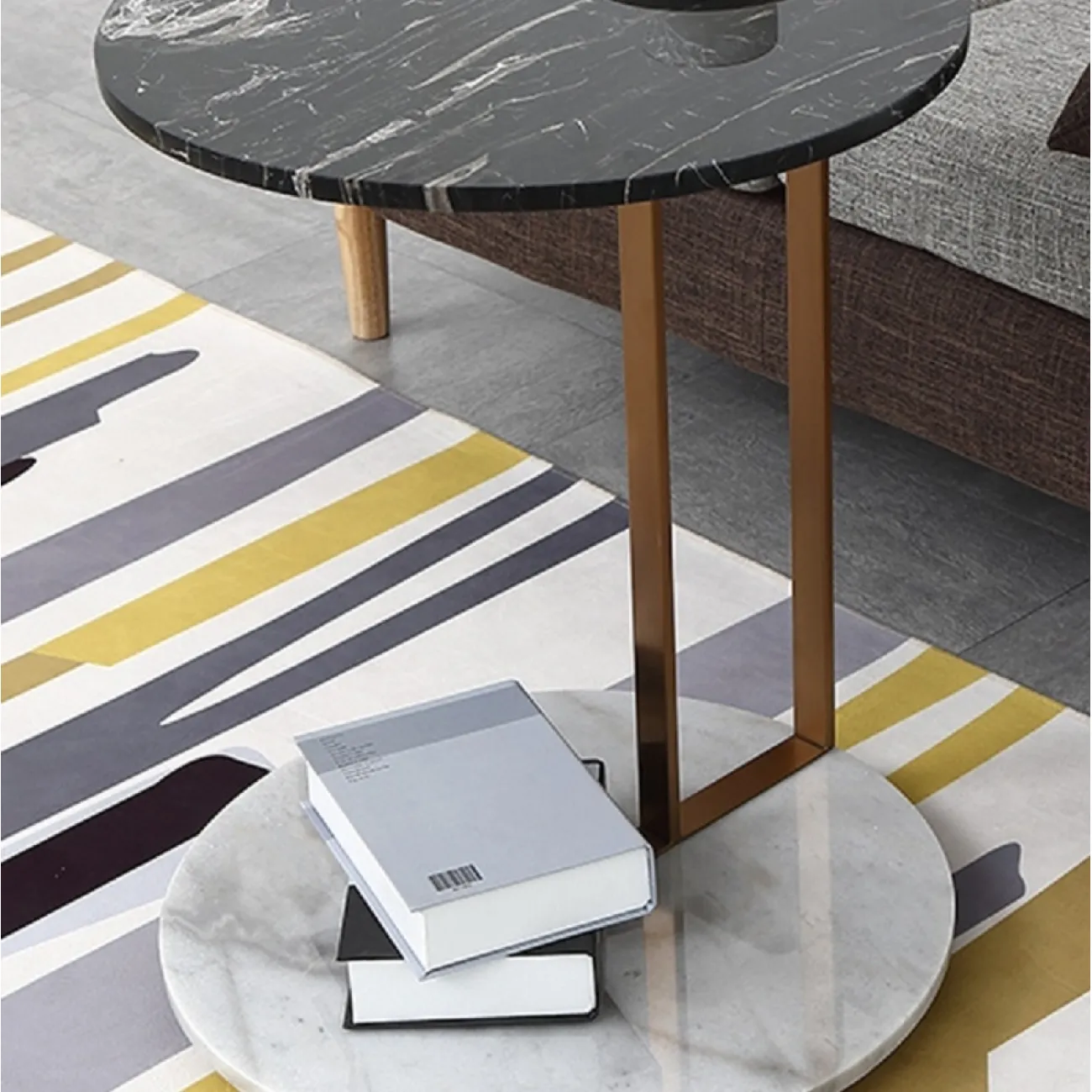 Роскошный кофейный мраморный круглый столик LaLume AR21203-23