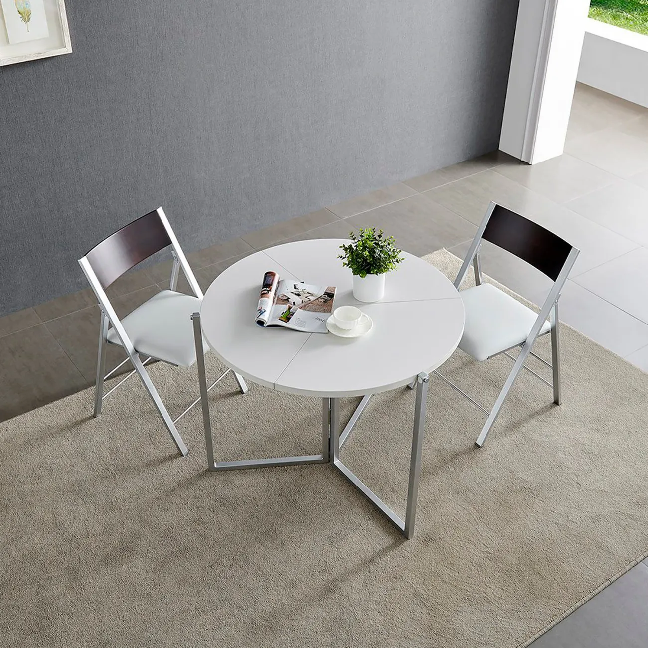 Компактный складной обеденный стол LaLume AR21215-23 с деревянной столешницей Компактный складной обеденный стол LaLume AR21215-23 с деревянной столешницей