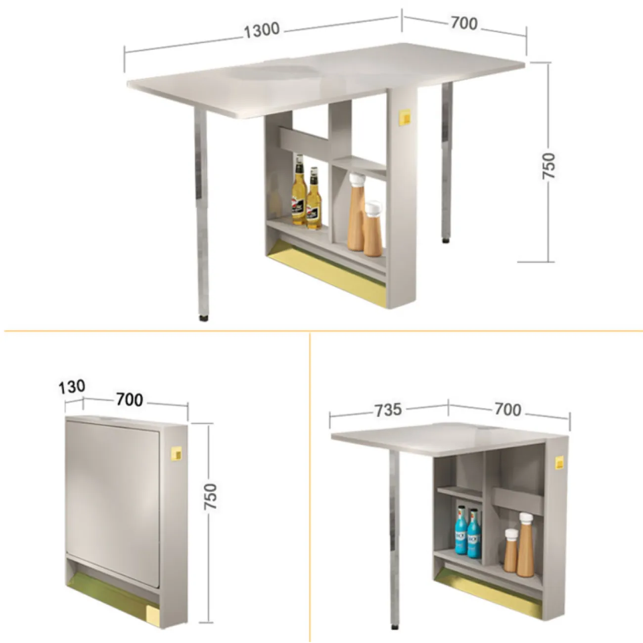 Ультратонкий складной обеденный стол LaLume AR21216-23