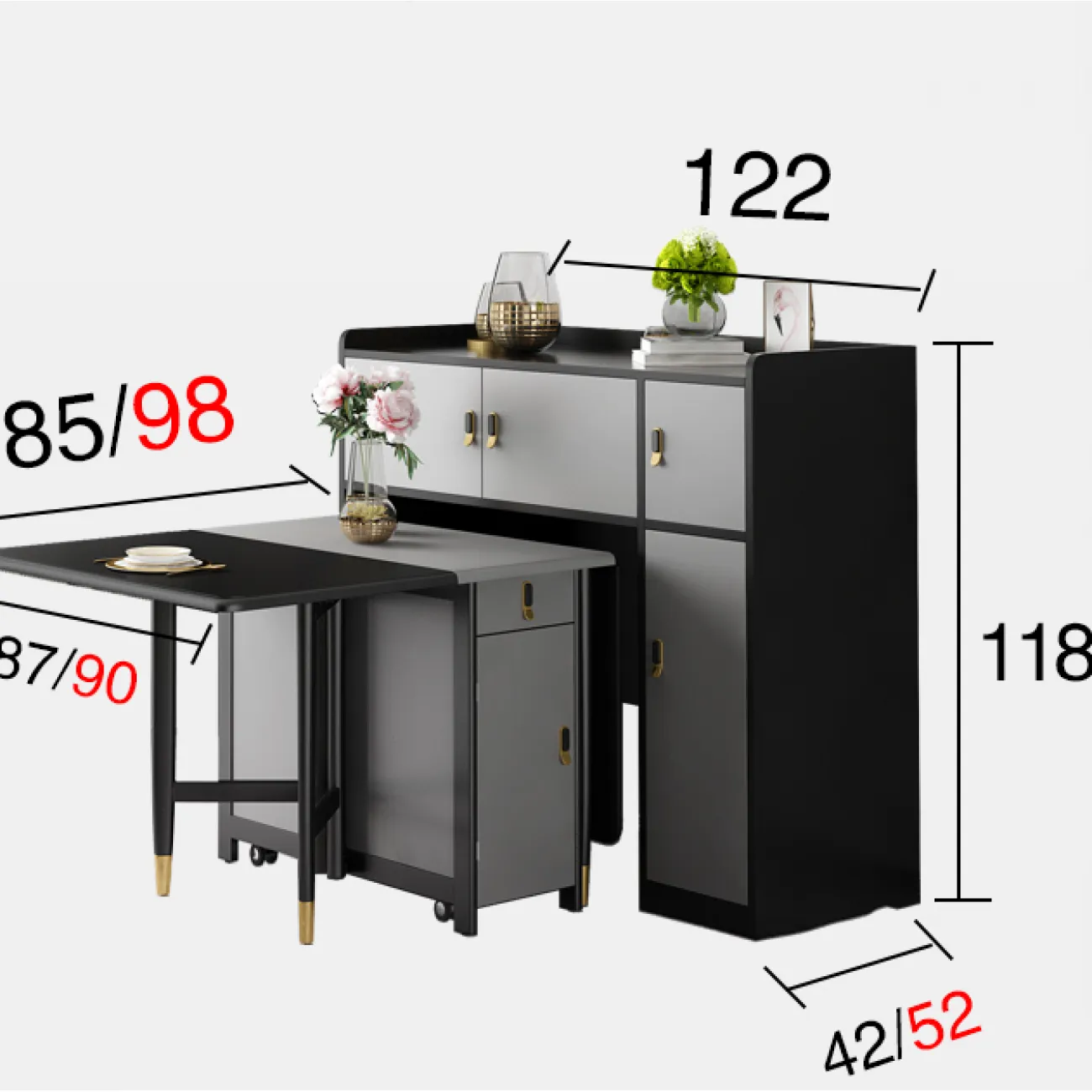 Складной обеденный стол LaLume AR21217-23. Обеденная группа со стульями