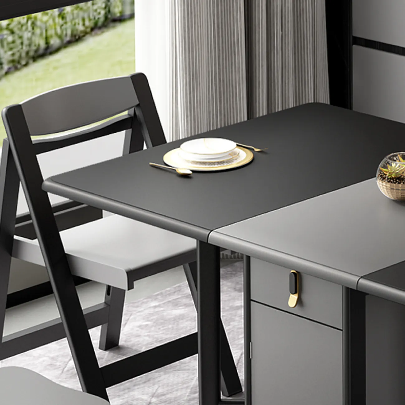 Складной обеденный стол LaLume AR21217-23. Обеденная группа со стульями Складной обеденный стол LaLume AR21217-23. Обеденная группа со стульями