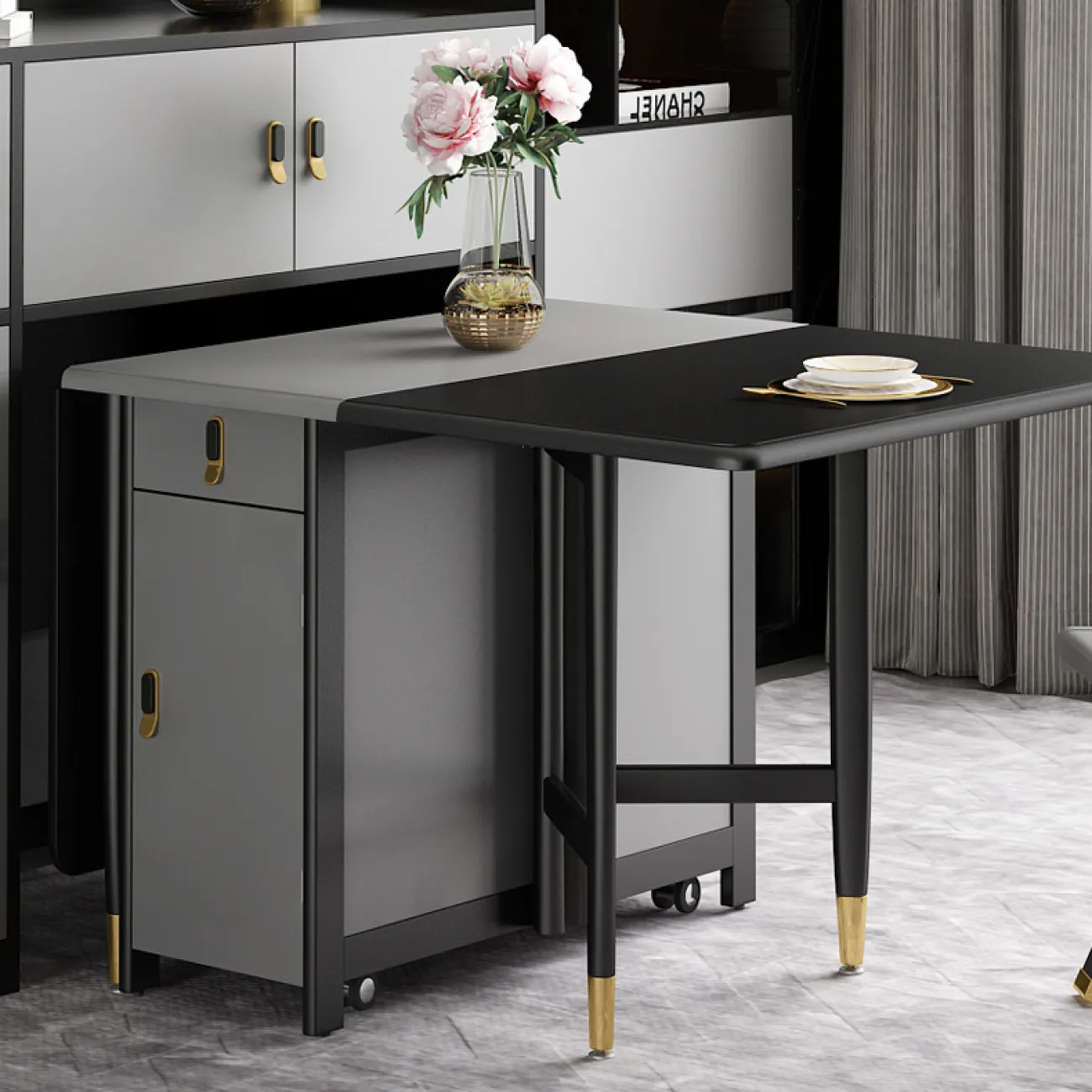 Складной обеденный стол LaLume AR21217-23. Обеденная группа со стульями Складной обеденный стол LaLume AR21217-23. Обеденная группа со стульями