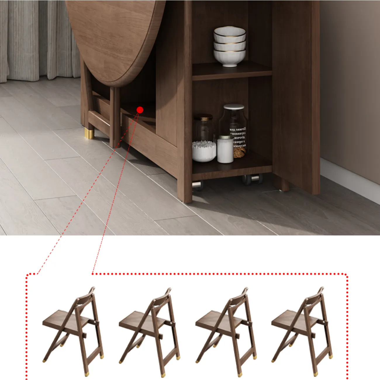 Многофункциональный круглый обеденный стол LaLume AR21218-23. Обеденная группа