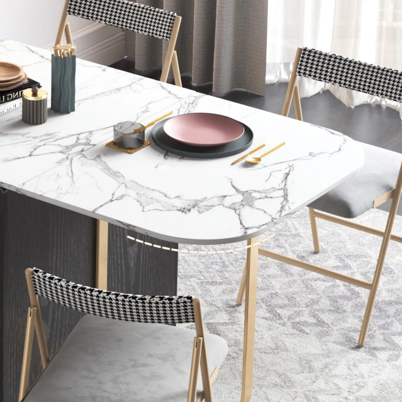 Складной обеденный стол и набор стульев LaLume AR21219-23