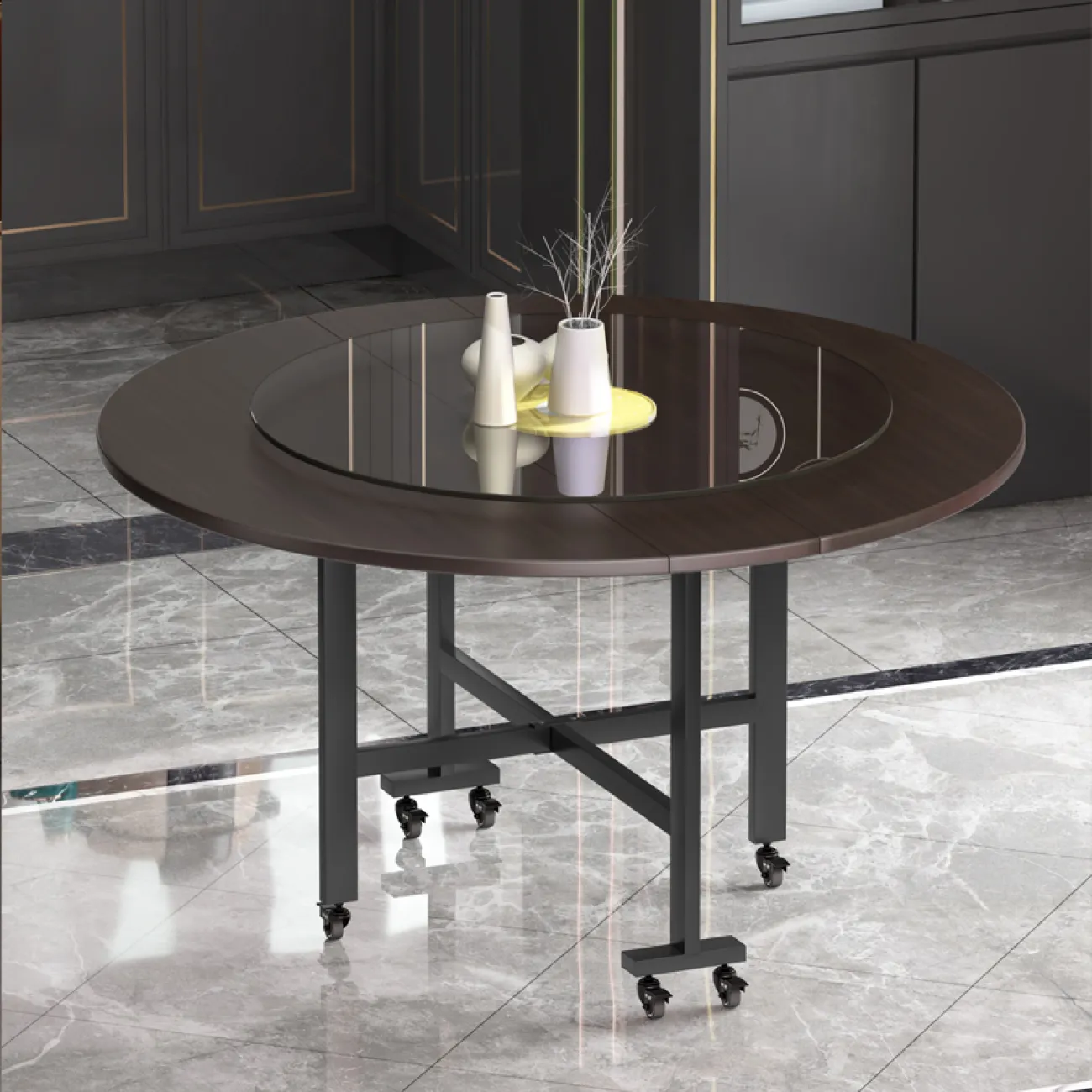 Современный складной обеденный стол LaLume AR21235-23 в минималистичном стиле Современный складной обеденный стол LaLume AR21235-23 в минималистичном стиле