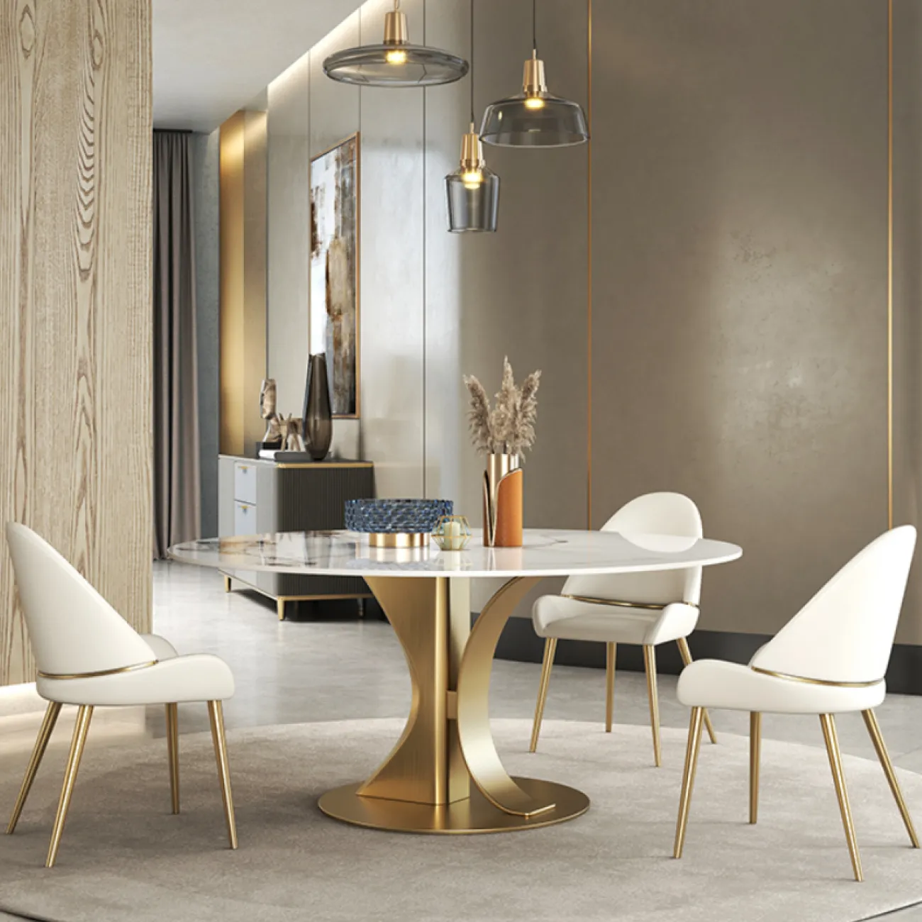 Круглый обеденный стол из сланца LaLume AR21244-23 Круглый обеденный стол из сланца LaLume AR21244-23