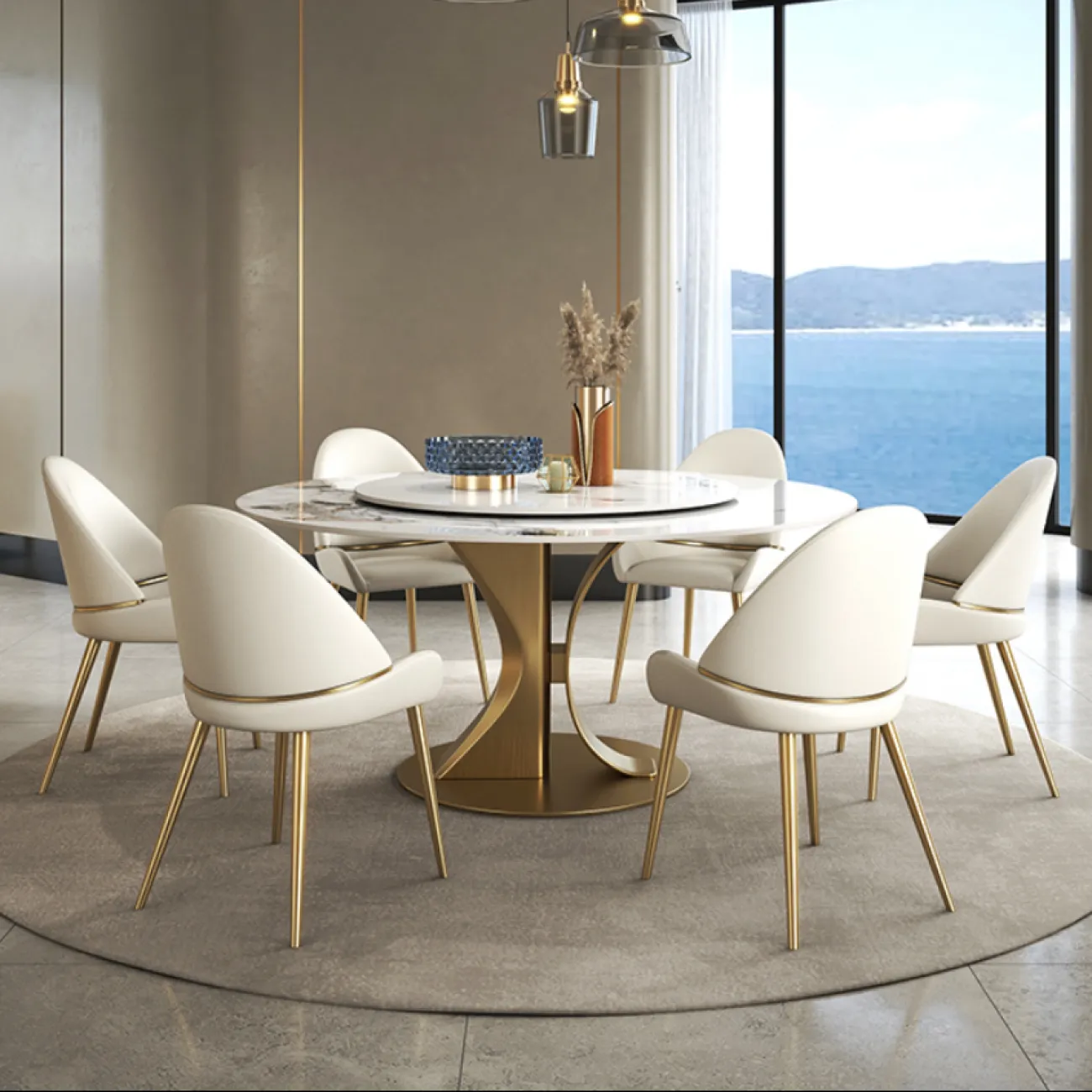 Круглый обеденный стол из сланца LaLume AR21244-23 Круглый обеденный стол из сланца LaLume AR21244-23