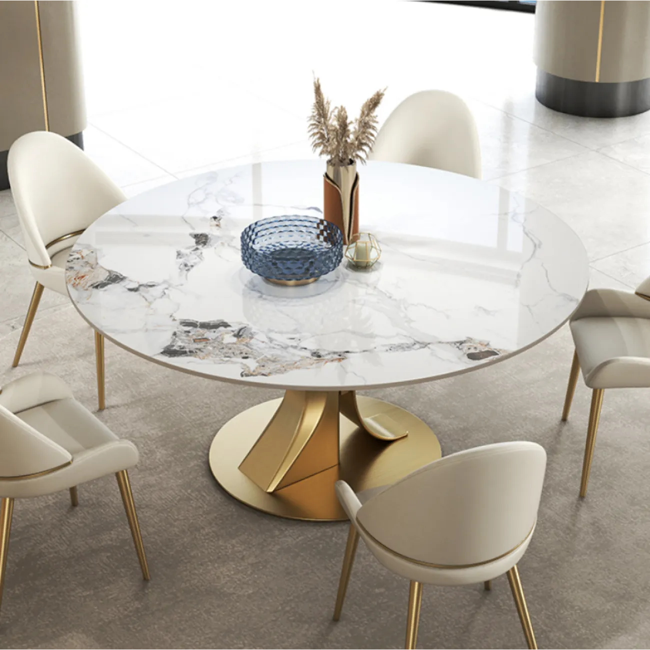 Круглый обеденный стол из сланца LaLume AR21244-23 Круглый обеденный стол из сланца LaLume AR21244-23