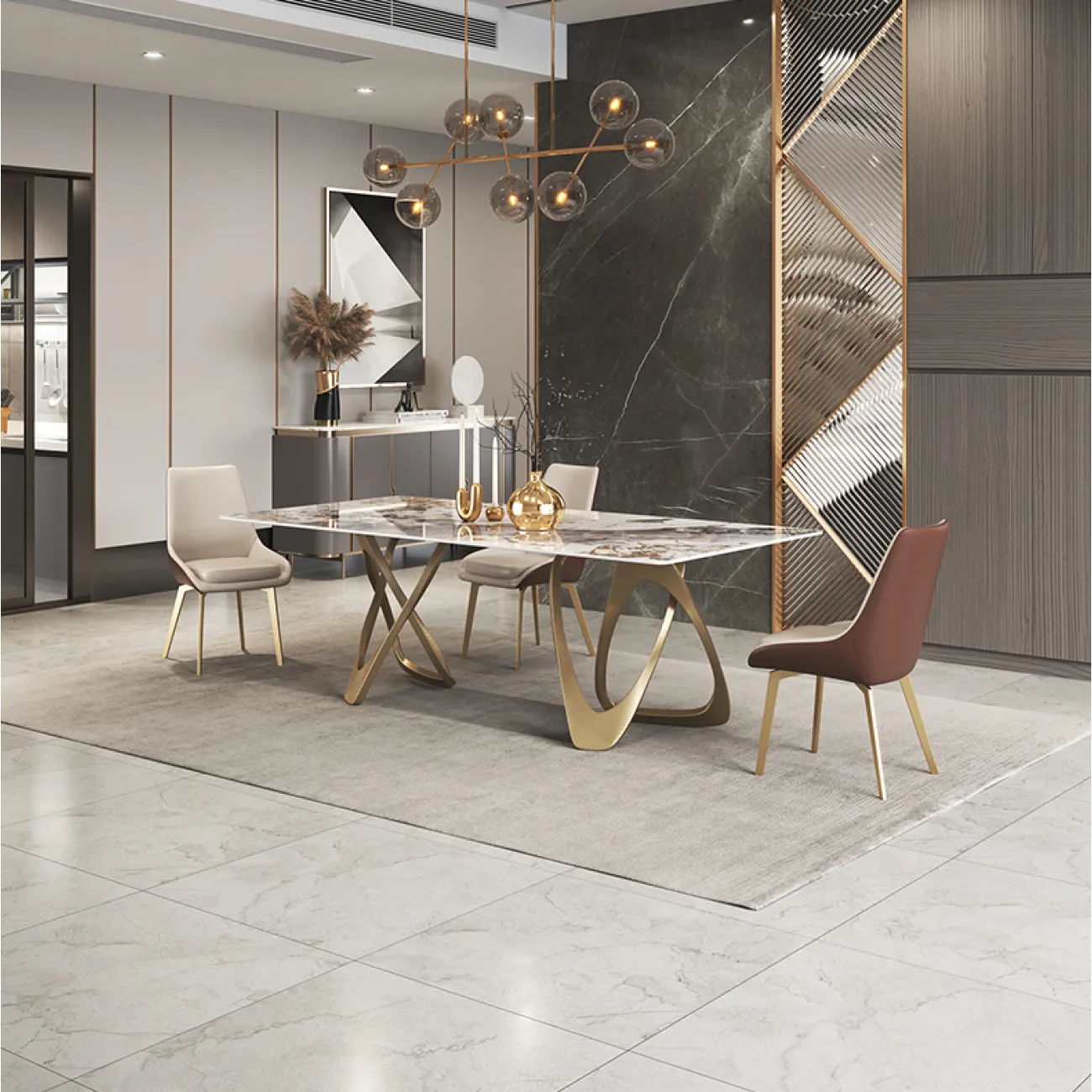 Дизайнерский обеденный стол LaLume AR21260-23 из сланца