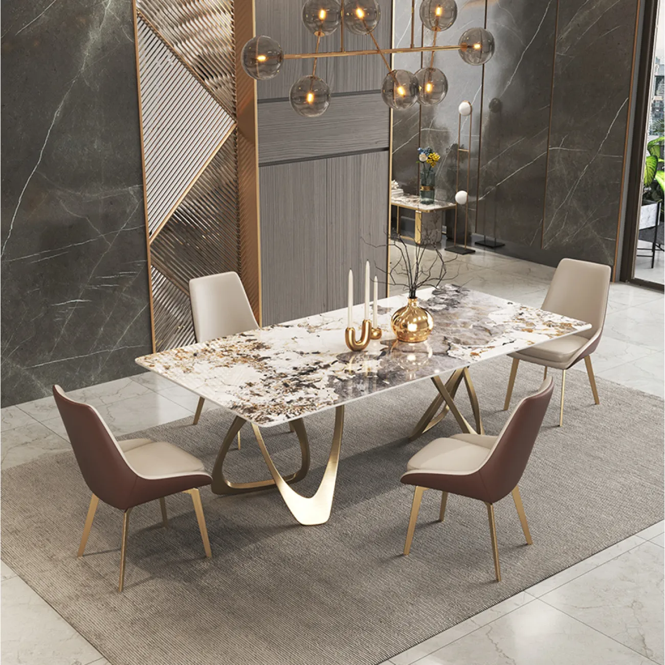 Дизайнерский обеденный стол LaLume AR21260-23 из сланца