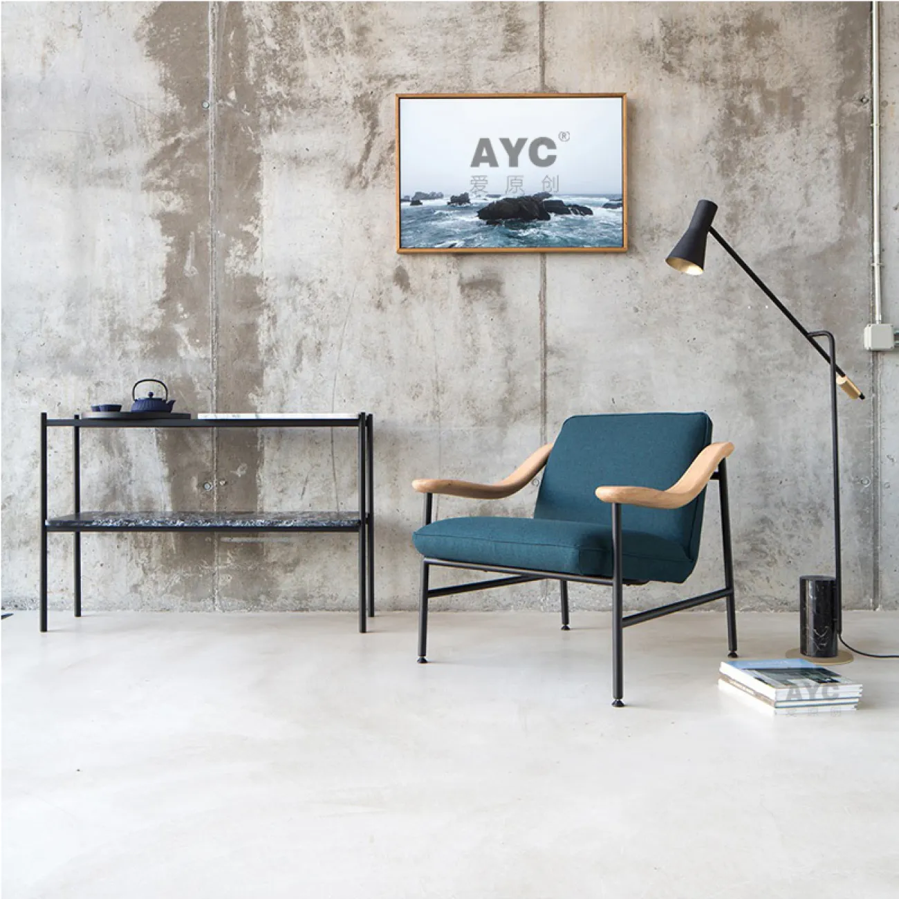 Современный дизайнерский торшер на мраморной арматуре Gator