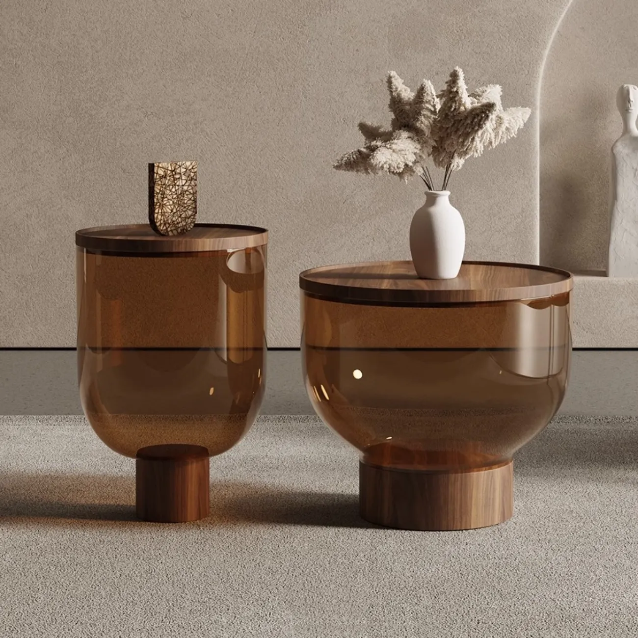 Стеклянный журнальный столик из массива дерева Tide Leader 35737-29