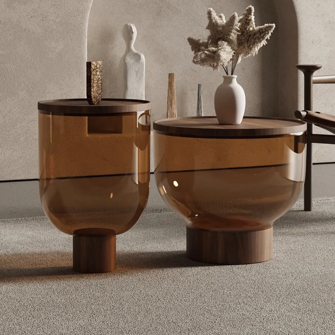 Стеклянный журнальный столик из массива дерева Tide Leader 35737-29