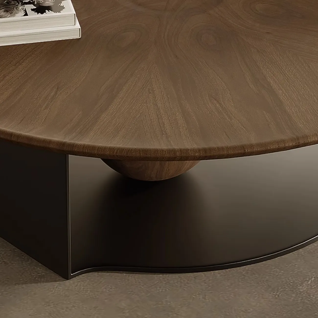 Круглый журнальный столик из орехового дерева в стиле ваби-саби Tide Leader 35752-29