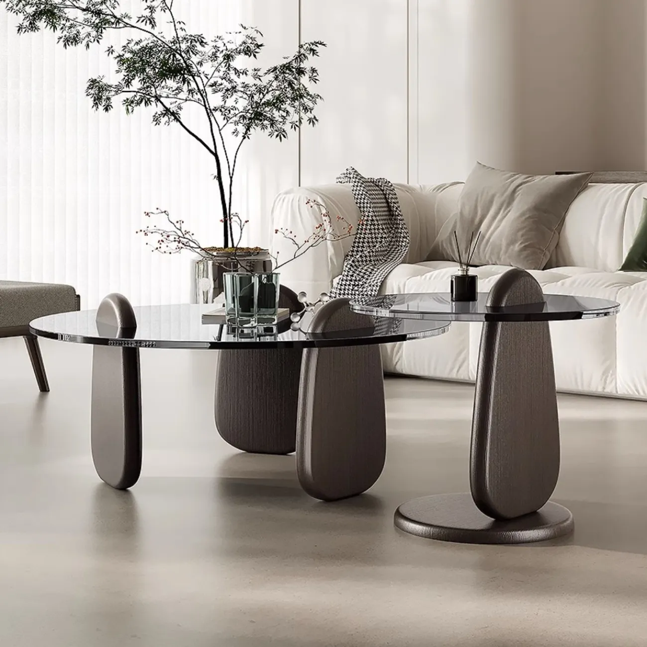 Журнальный столик из закаленного стекла в стиле Ваби-саби Tide Leader 35753-29