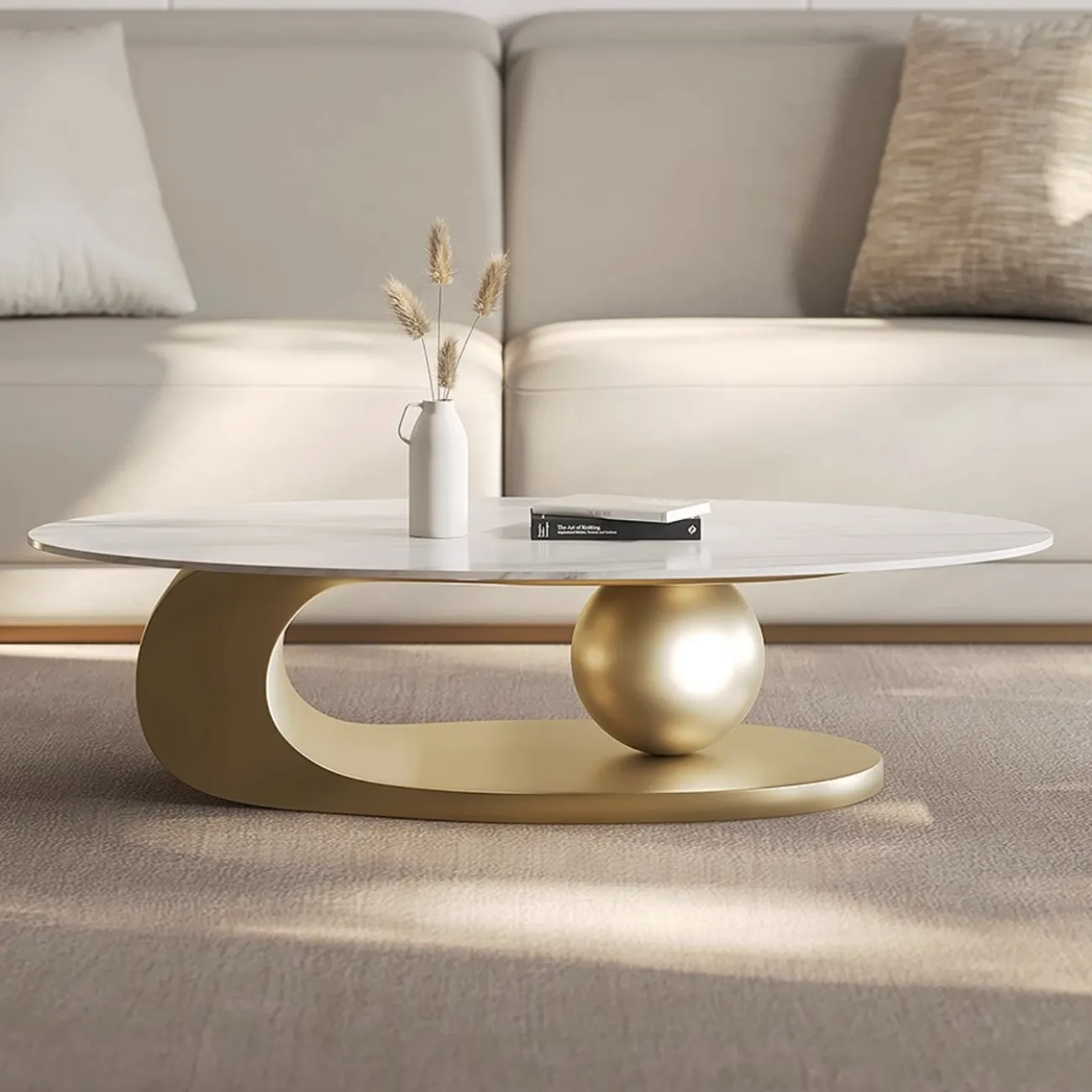  Роскошный журнальный столик овальной формы из каменной плиты Tide Leader 35760-29