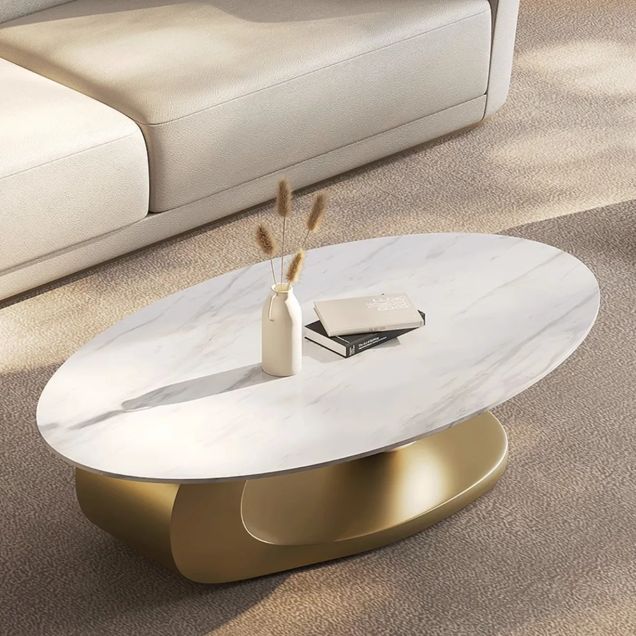  Роскошный журнальный столик овальной формы из каменной плиты Tide Leader 35760-29