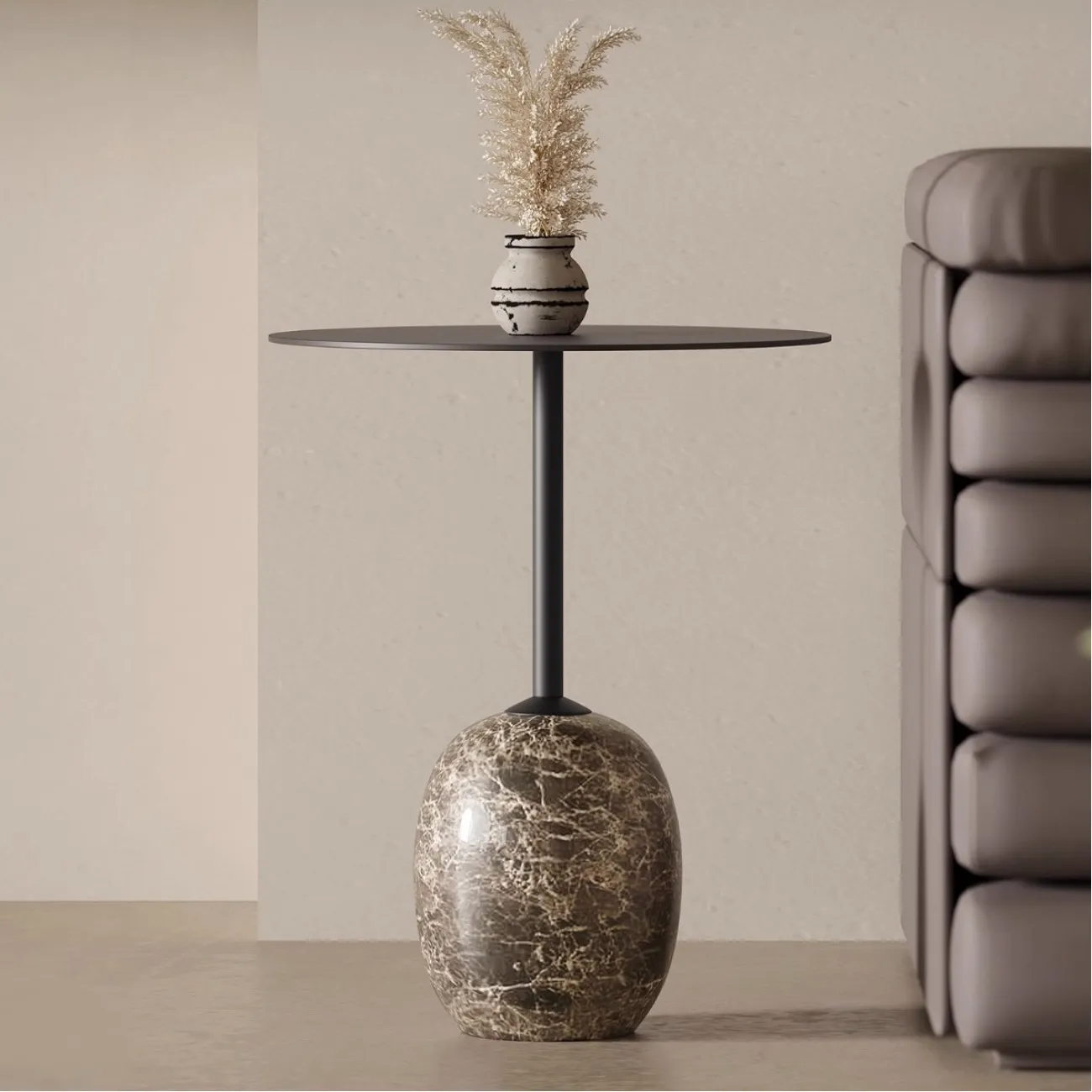 Минималистский мраморный круглый приставной столик Tide Leader 35761-29 Минималистский мраморный круглый приставной столик Tide Leader 35761-29