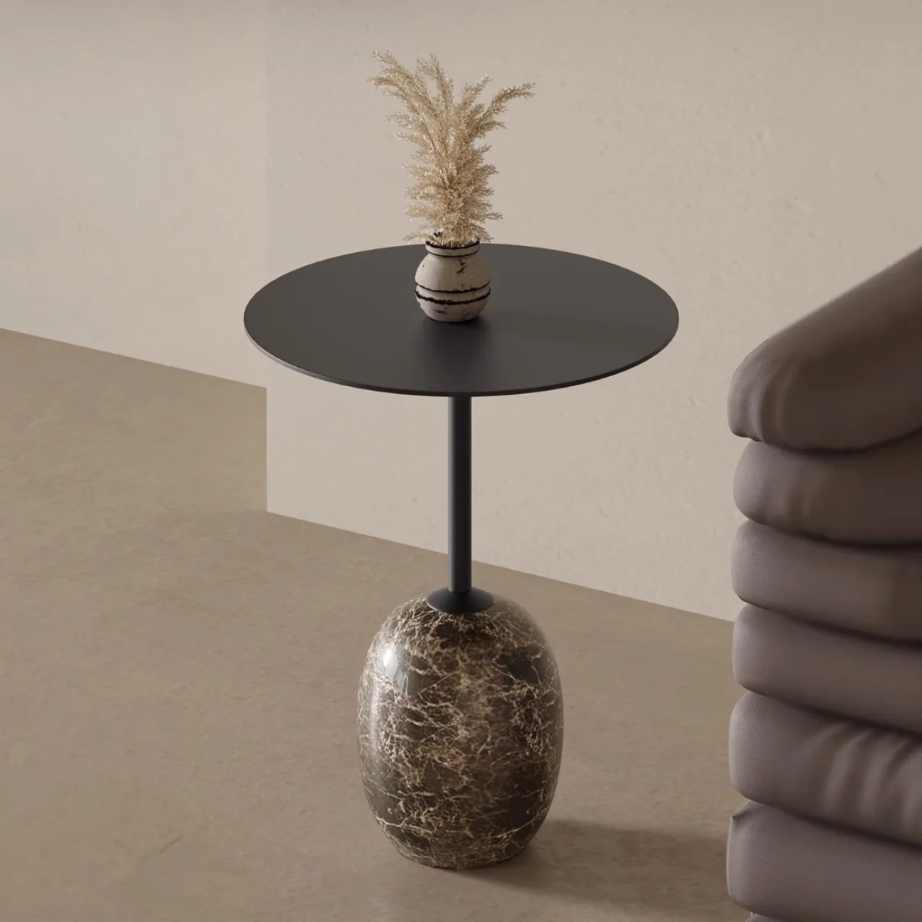 Минималистский мраморный круглый приставной столик Tide Leader 35761-29 Минималистский мраморный круглый приставной столик Tide Leader 35761-29