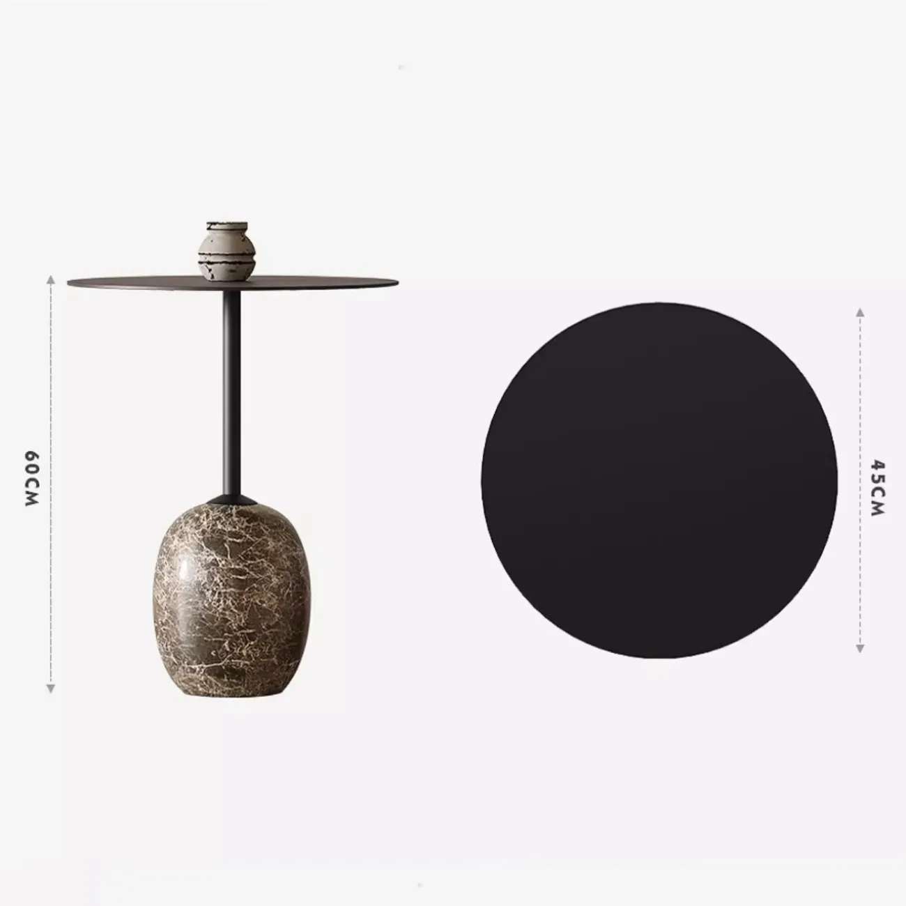 Минималистский мраморный круглый приставной столик Tide Leader 35761-29 Минималистский мраморный круглый приставной столик Tide Leader 35761-29