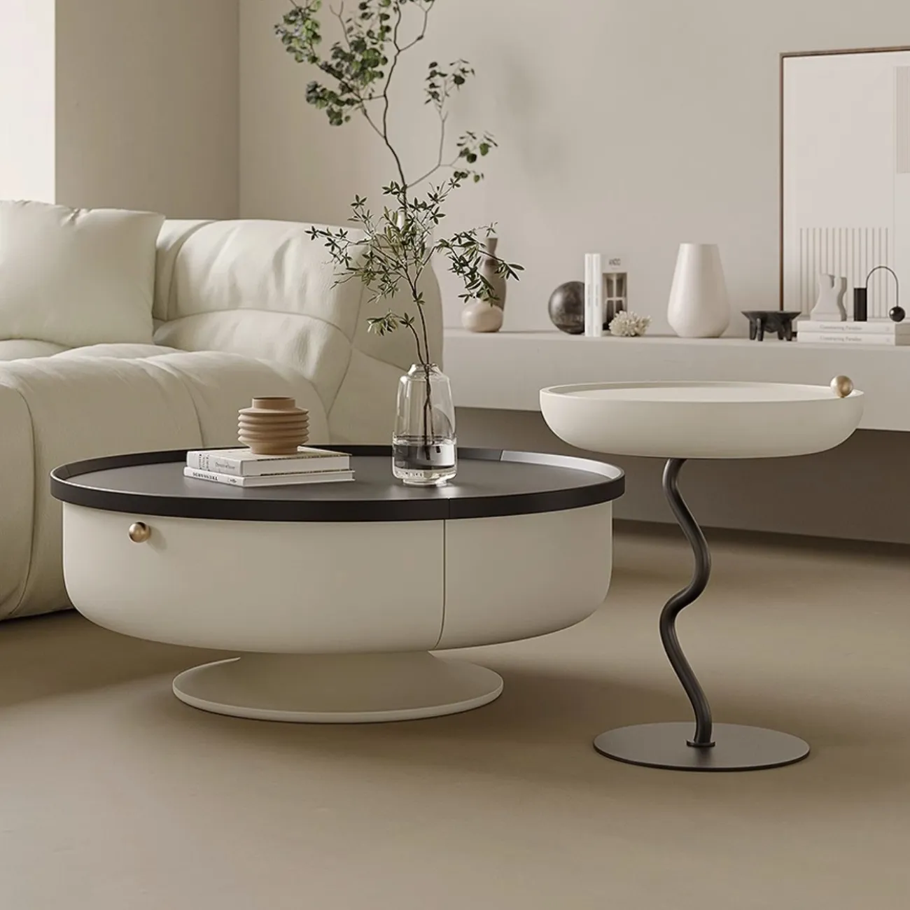 Дизайнерский круглый журнальный столик Tide Leader 35766-29