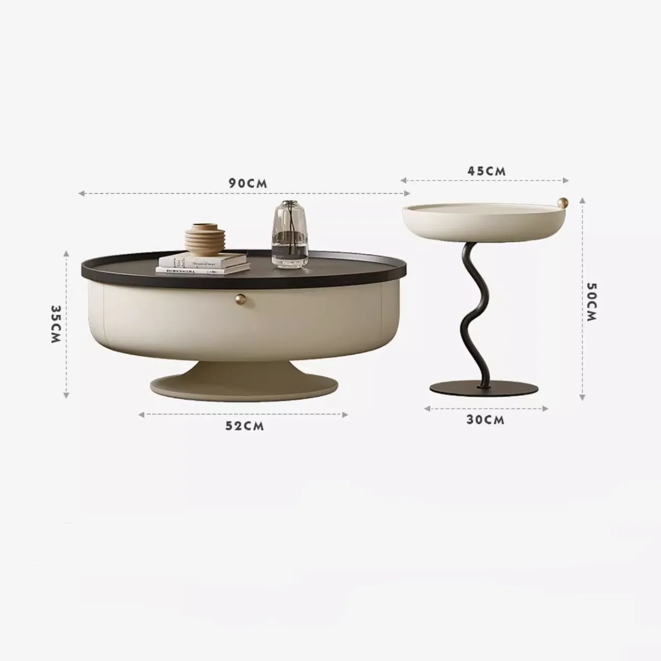 Дизайнерский круглый журнальный столик Tide Leader 35766-29