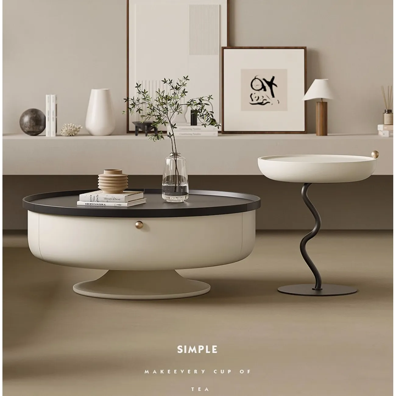 Дизайнерский круглый журнальный столик Tide Leader 35766-29