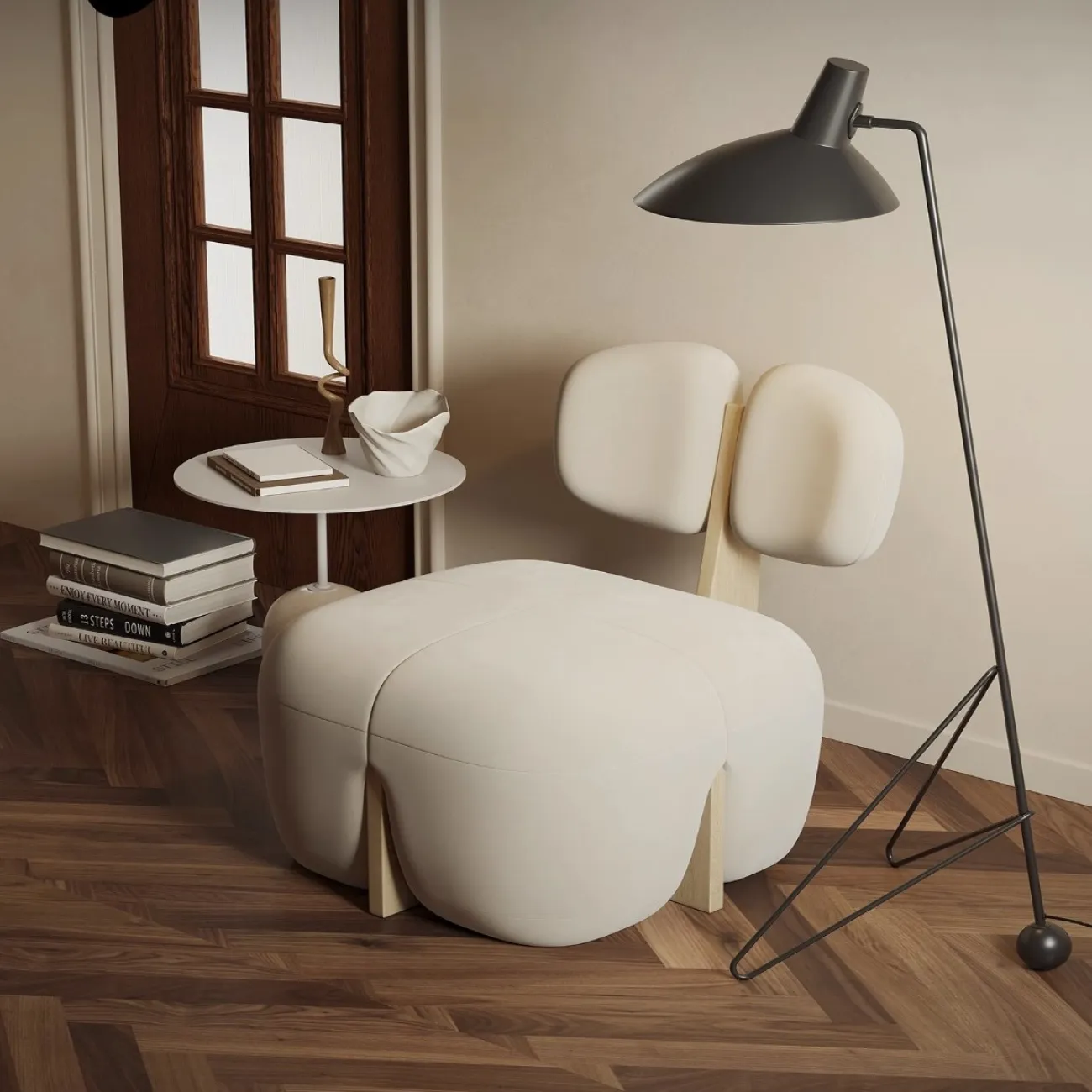 Дизайнерское кресло в кремовом стиле Tide Leader 35767-29