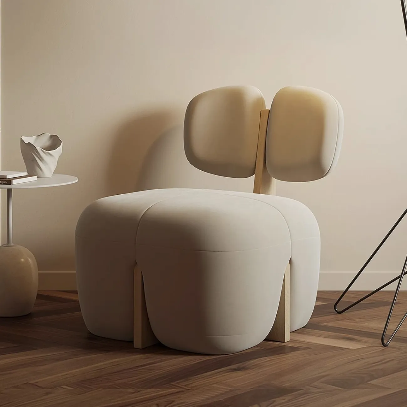 Дизайнерское кресло в кремовом стиле Tide Leader 35767-29